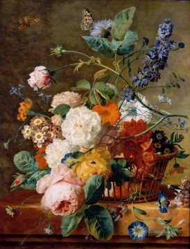 Klassik Blumen Werke - Morgenglocke floriert Schmetterlinge Jan van Huysum klassische Blumen